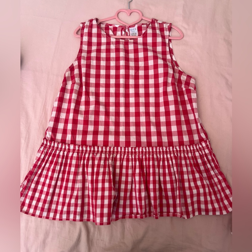 Time and Tru Red and White Checkered Top